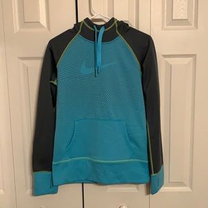 Women’s Teal Blue and Neon Green Nike Hoodie